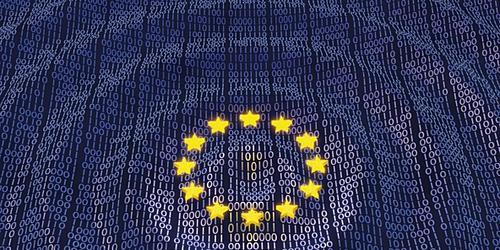 The EU flag made up of binary code